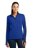 Sport-Tek® Ladies Sport-Wick® Textured Colorblock 1/4-Zip Pullover. LST861
