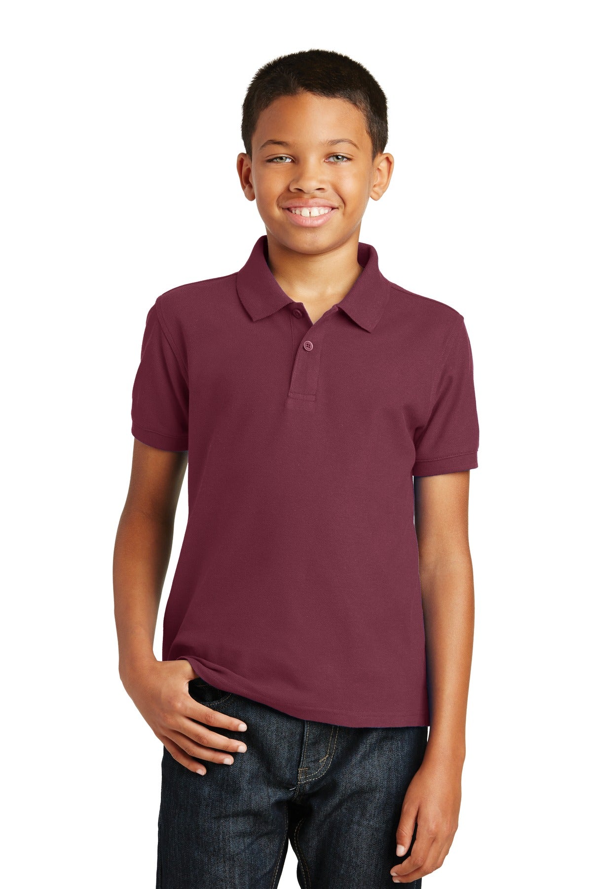 Kids burgundy shop polo shirt